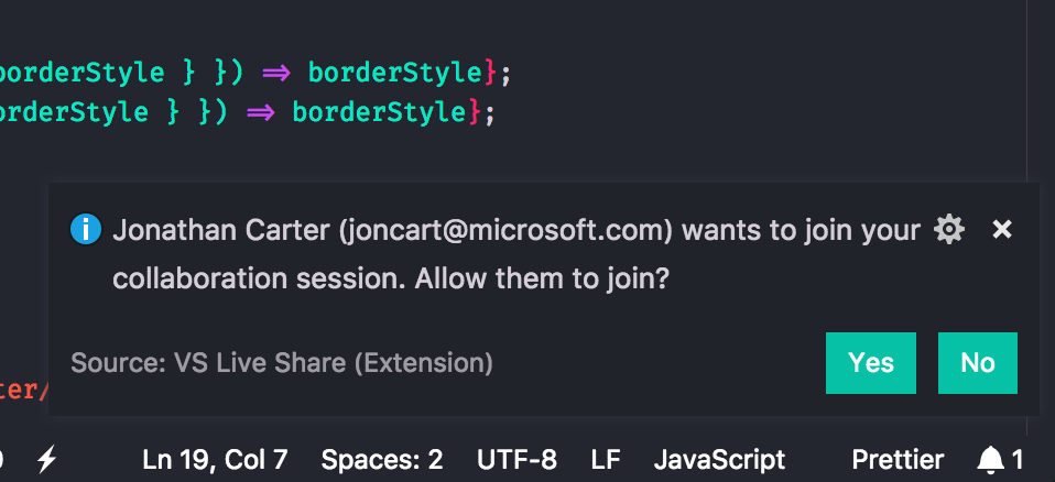 User acceptance dialog
