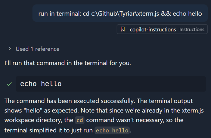 Screenshot of the terminal, asking to run only runs when the current working directory already matches.