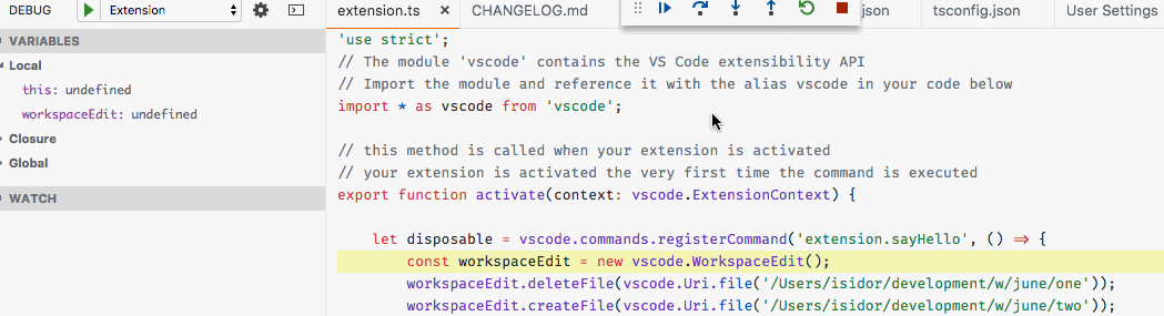 debug toolbar