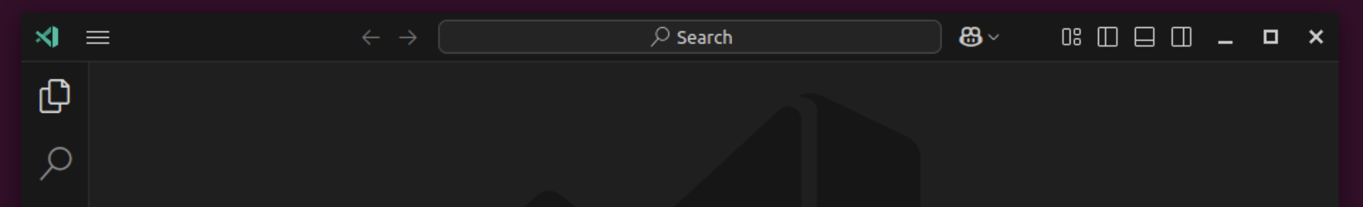 Screenshot that shows the custom VS Code title bar on Linux.